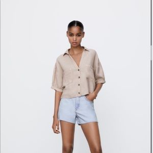 Zara cropped linen shirt